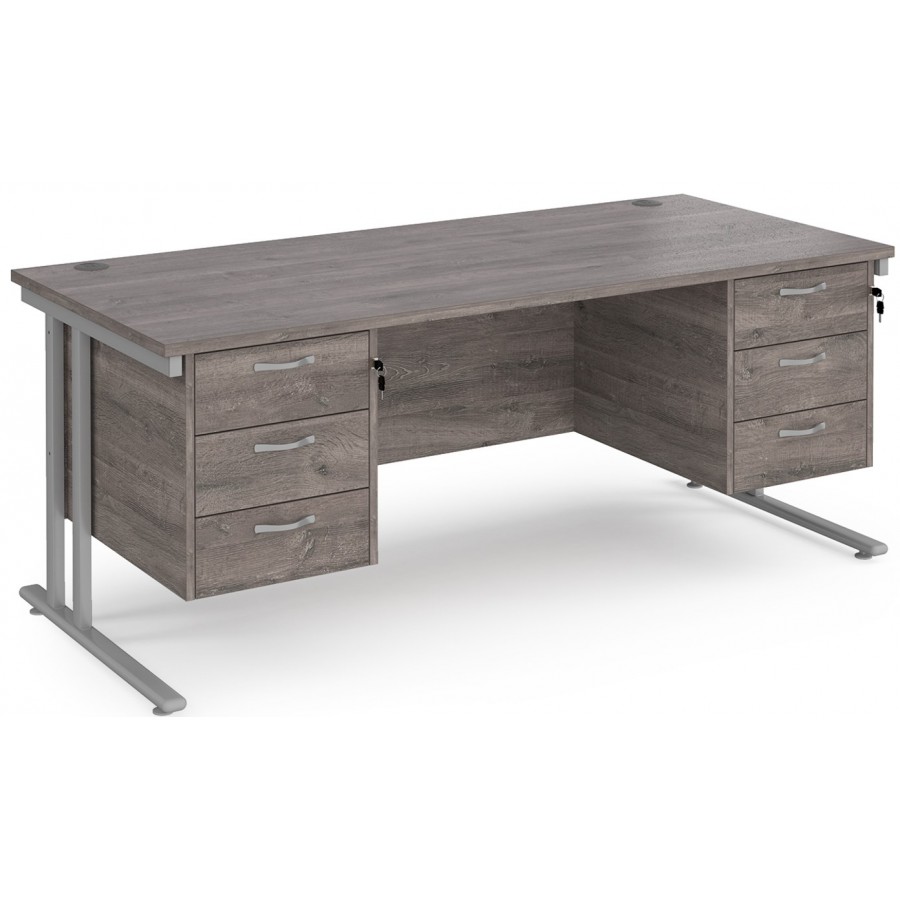 Maestro Cantilever Straight Desk with 2 Pedestals